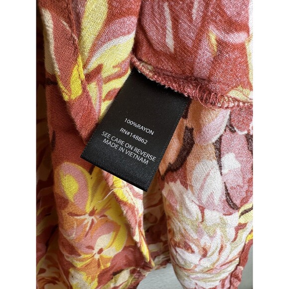 Torrid Blouse Womens 1 US 1X Multicolor Floral Short Sleeve Keyhole Tie Neck - Picture 4 of 5